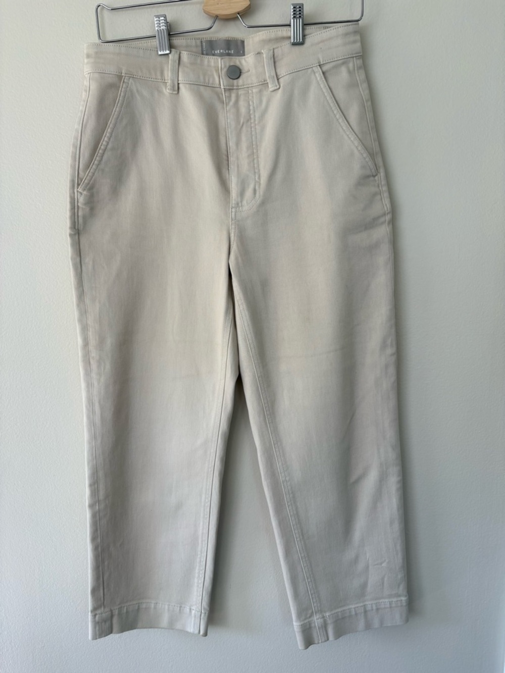 Everlane Beige Cropped Straight Pants Size 6 High Rise